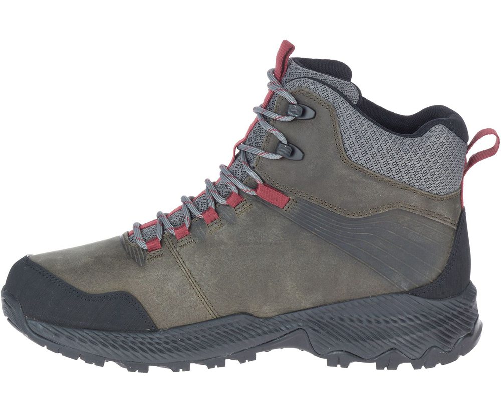Merrell Hiking Boots Olive/Black - Forestbound Mid Waterproof - Mens 24BFGNHAW